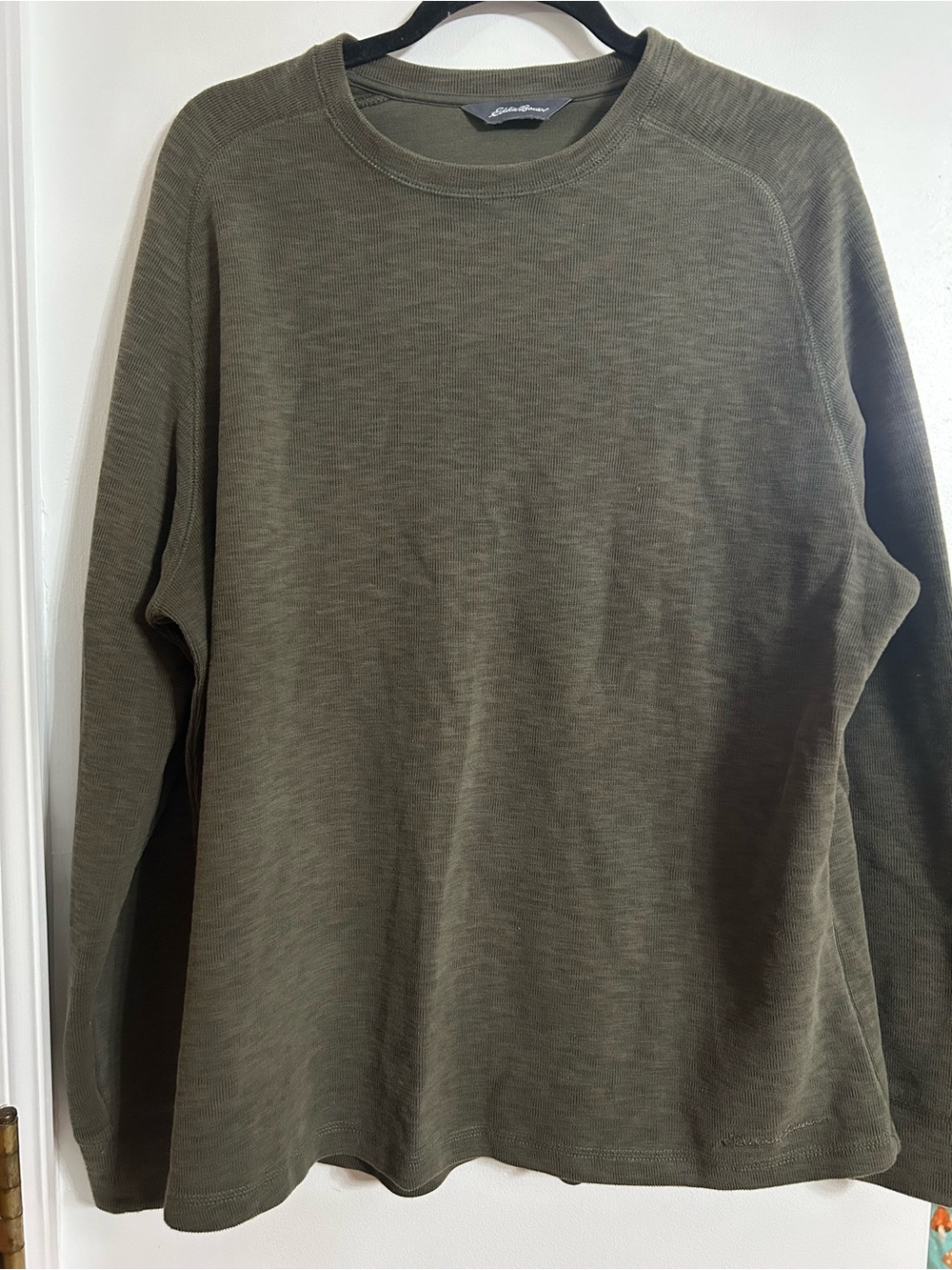 Eddie Bauer Olive Green Crewneck Long-Sleeve Shirt